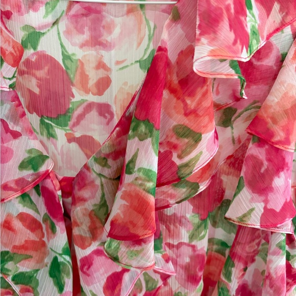 Jones New York Pink and Green Floral Blouse - Picture 3 of 4
